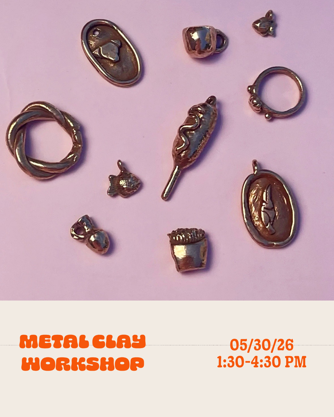 Bronze Metal Clay Pendant and Tiny Sculpture Workshop: Saturday • May 30th • 1:30pm - 4:30pm